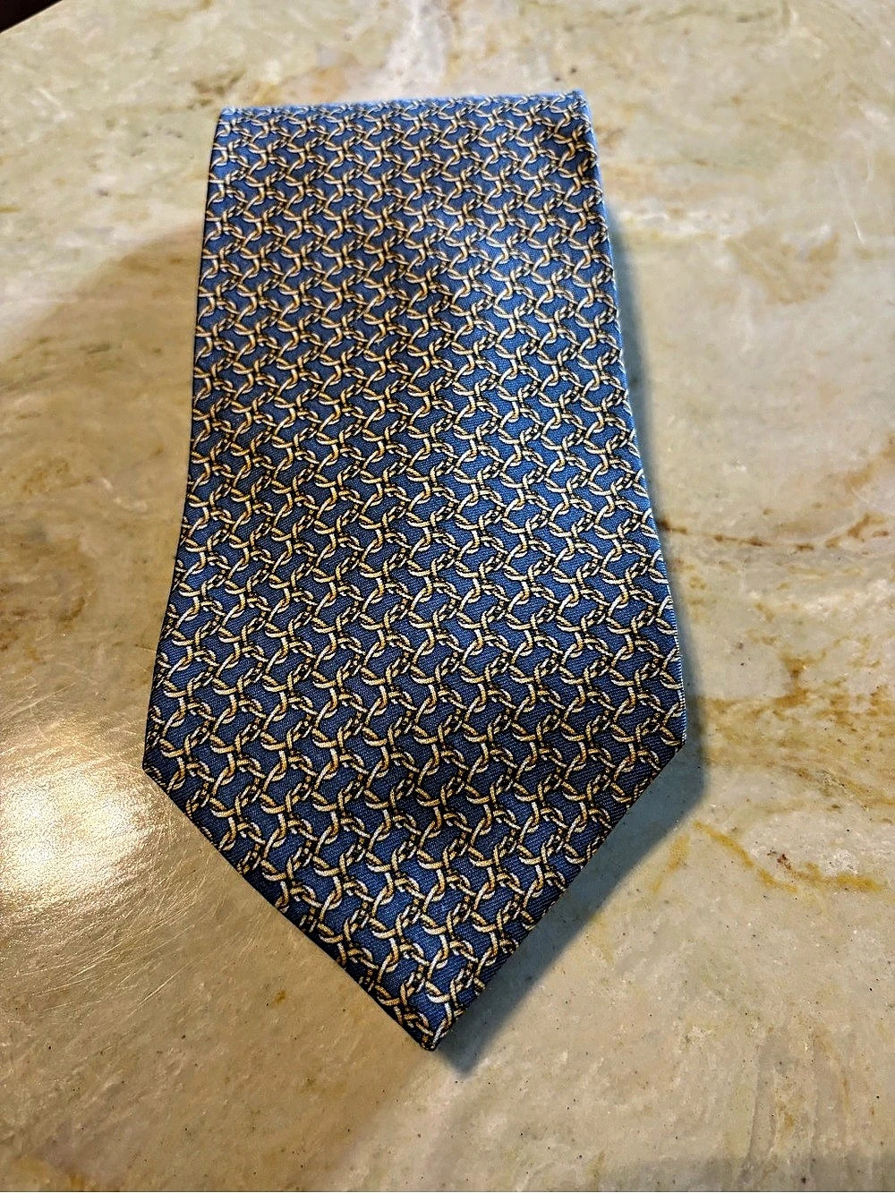 Brooks Brothers Makers Blue Chain Link Silk Tie